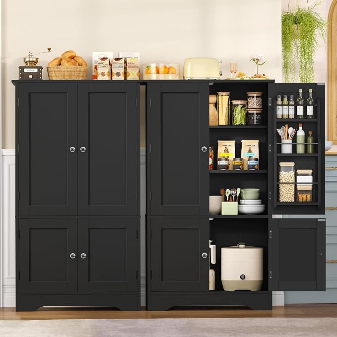 TEENFON Storage Cabinet with 4 Doors, Kitchen Cabinet with 6 Door Shelves - Image 5