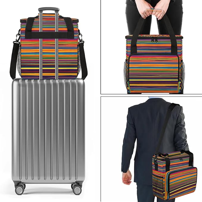 Ethnic Striped Coffee Maker Carring Bag, Large Insulated Storage Organizer Case - Image 7