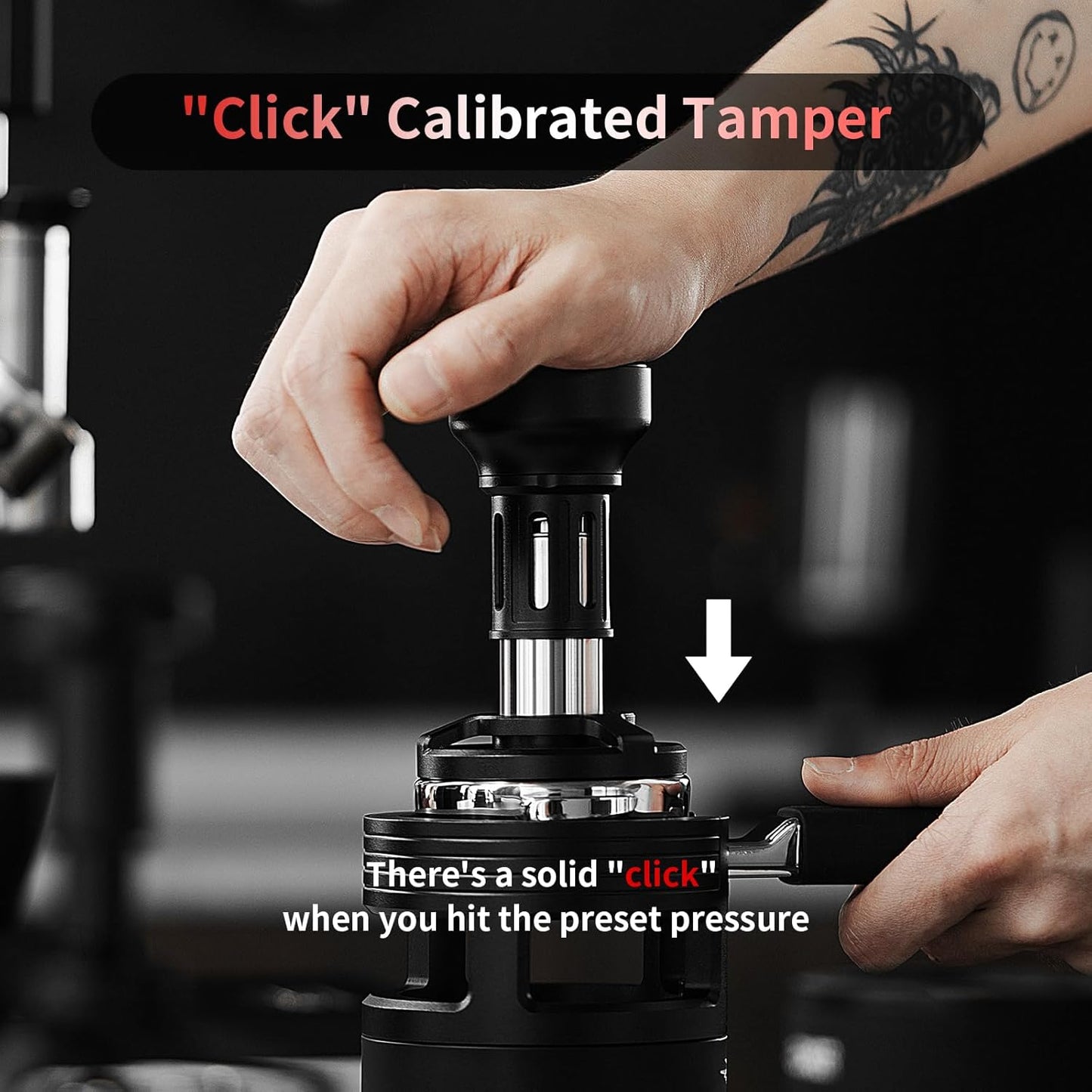 MHW-3BOMBER Espresso Tamper, 58mm-Spring-Loaded Coffee Tamper with Sound Feedback, Barista 58mm Tamper for Breville, Tamper for Espresso Machine, Flat Base YU Series, T6162F-OS