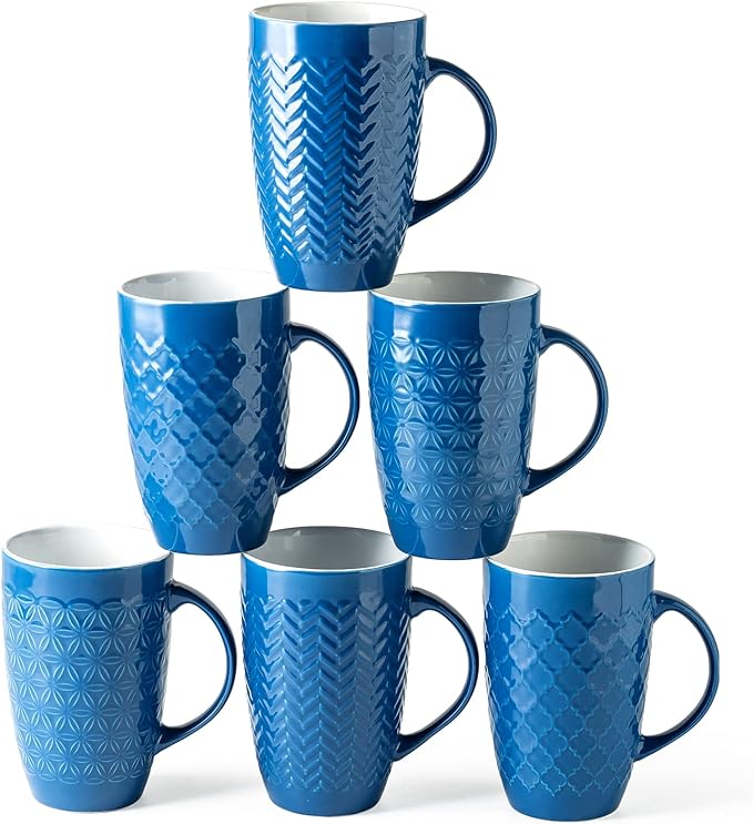 AmorArc Extra Large Coffee Mugs Set of 6, 20oz Ceramic Tall Coffee Mugs Set by AmorArc
