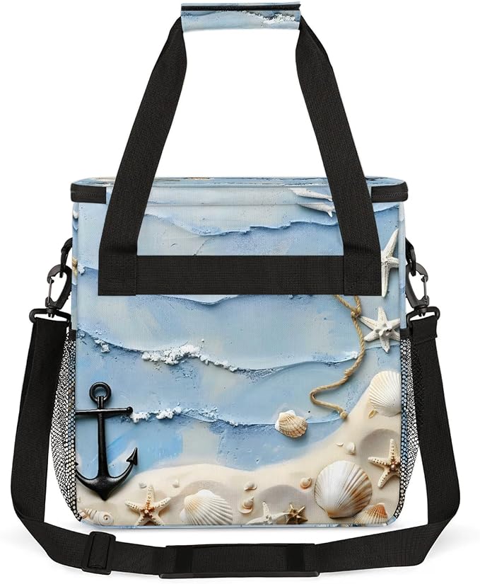 Summer Beach Theme Coffee Maker Carring Bag, Large Insulated Storage Organizer - Image 5