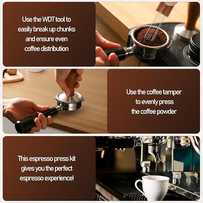 53mm Espresso Tamper Kit, Hard Wood Espresso Tamper Tool & Powder Press Pad & - Image 6