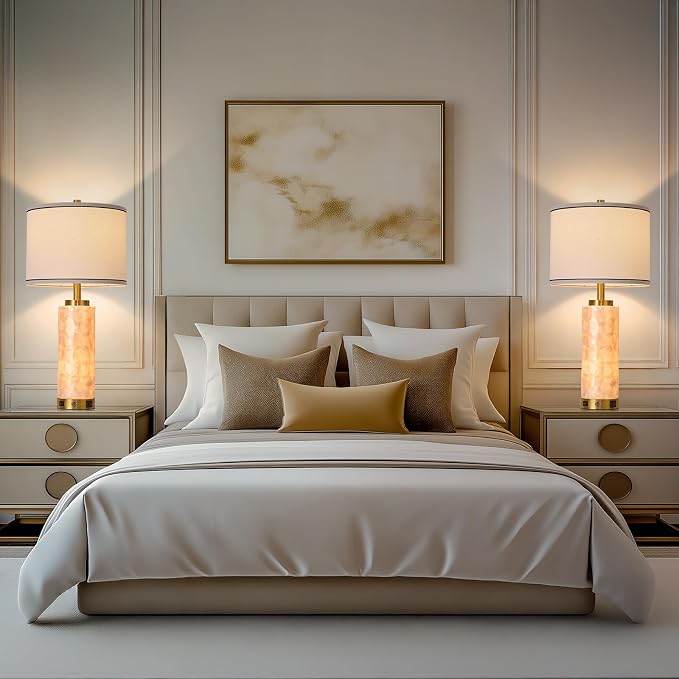 AIDENOEY 26" Modern Art Glass Table & Bedside Lamp, Stepless Dimmable Base + - Image 3