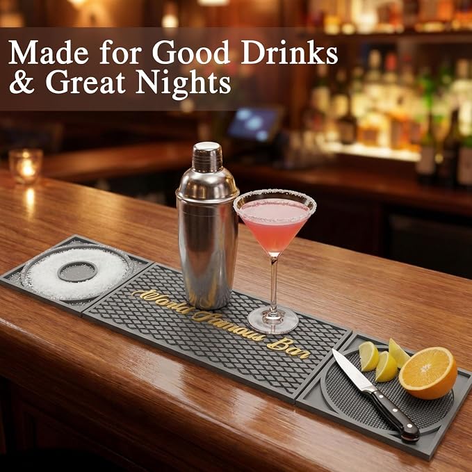 Bar Mat 3-in-1 Non-Slip Bartender Mat, Bar Accessories Countertop Mat 24 x 6 - Image 5