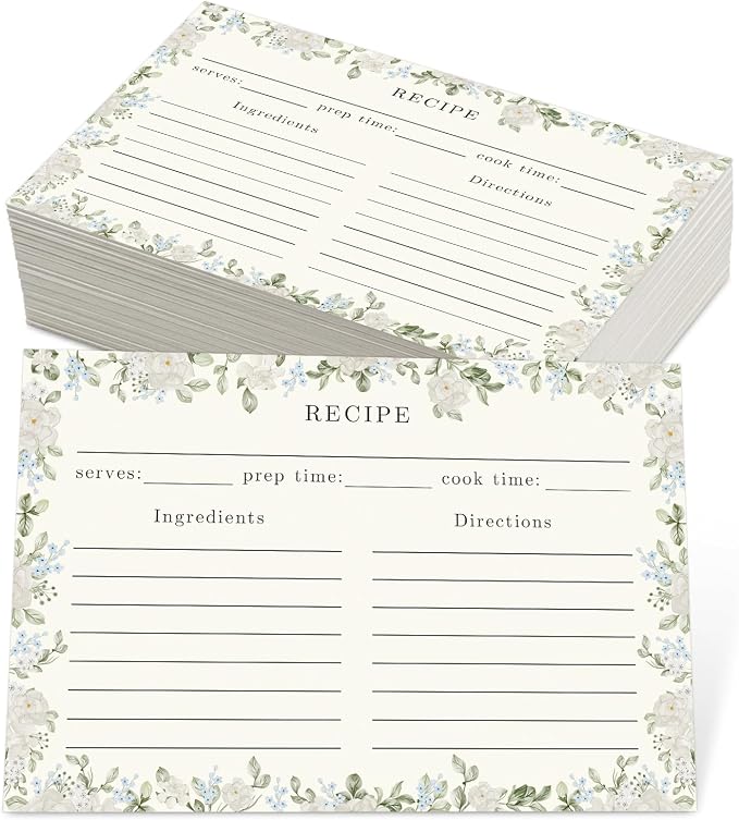 JOETMAE 50PCS Floral Border 4×6 Recipe Cards by JOETMAE