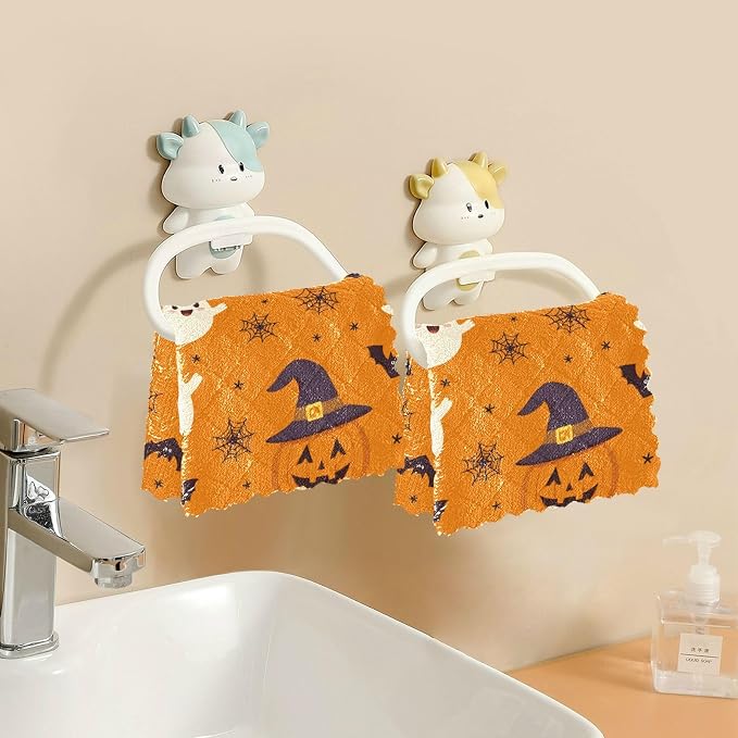 ALAZA Kitchen Towels Halloween Ghost Pumpkin Pattern Dish Towels Multipurpose - Image 5