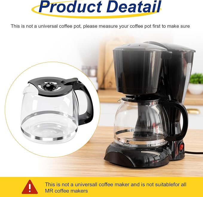 12-Cup Glass Coffee Carafes Replacement Pot 49902 Compatible - Image 5