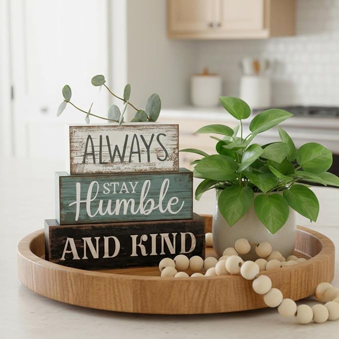 Lineshading 4 Pcs Inspirational Farmhouse Table Decor Always Stay Humble and - Image 7