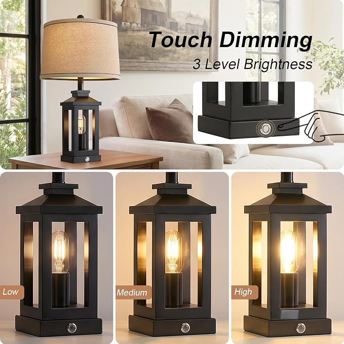 G-SAFAVA 23.75" Retro Farmhouse Black Table Lamp - Image 5