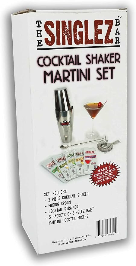 Singlez Bar Boston Cocktail Shaker Kit & Martini Mix | Two Piece Weighted - Image 4