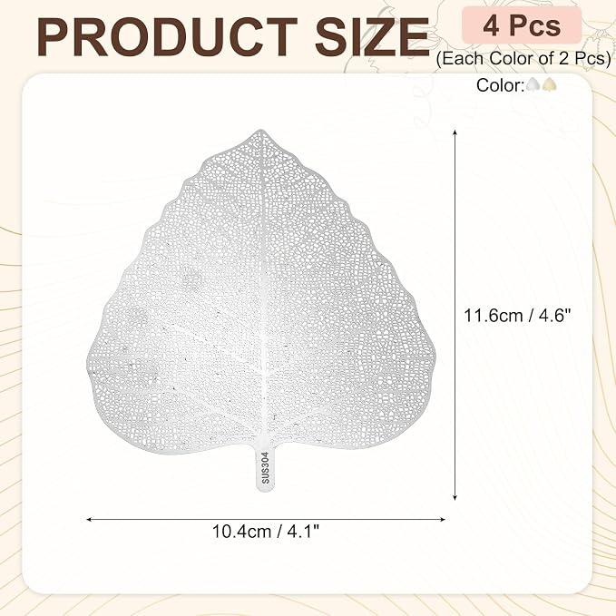 uxcell 4 Pcs Stainless Steel Drink Covers, Leaf Shape Wine Glass Covers - Image 2