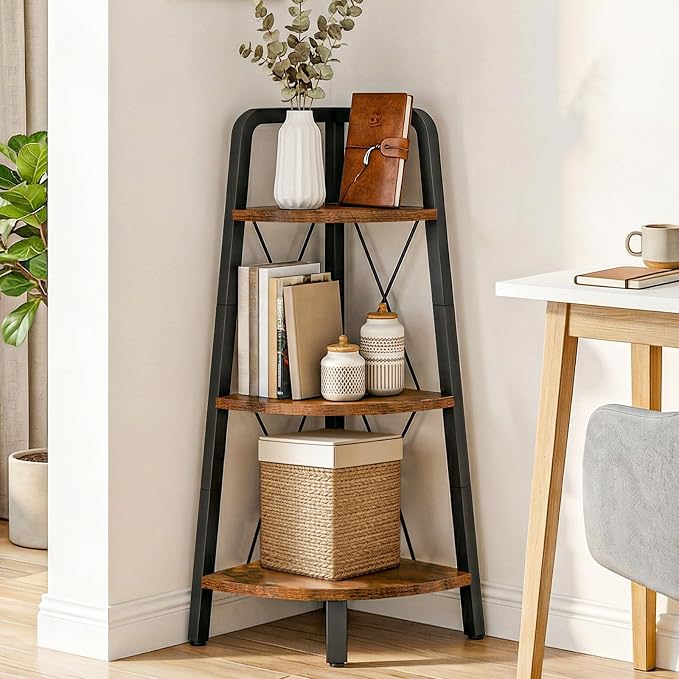 HOOBRO Corner Shelf, 3-Tier Corner Shelf Stand, 40” Tall Ladder Bookshelf - Image 2