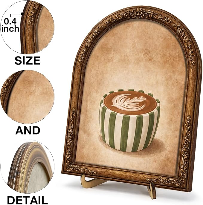 Coffee Bar Wall Art Sign for Kitchen Decor, Funny Latte Arch Wooden Tabletop - Image 3