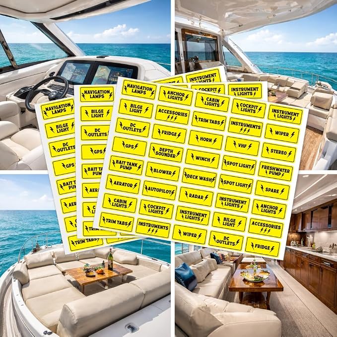 200 Pcs Boat Switch Panel Label, Oval Marine Boat Dash Board Switch Instrument - Image 7