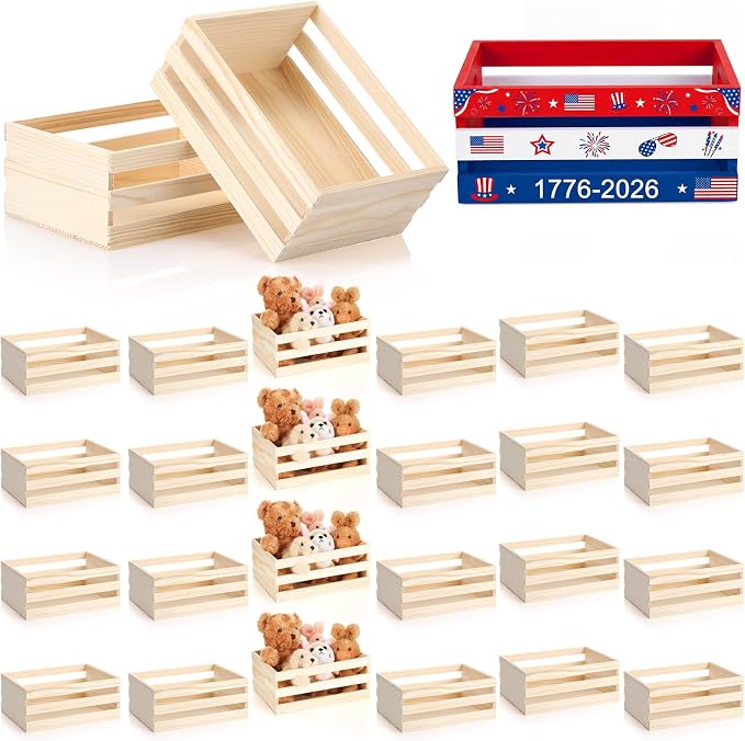 Gerrii 24 Pcs 8'' Small Wooden Crates by Gerrii