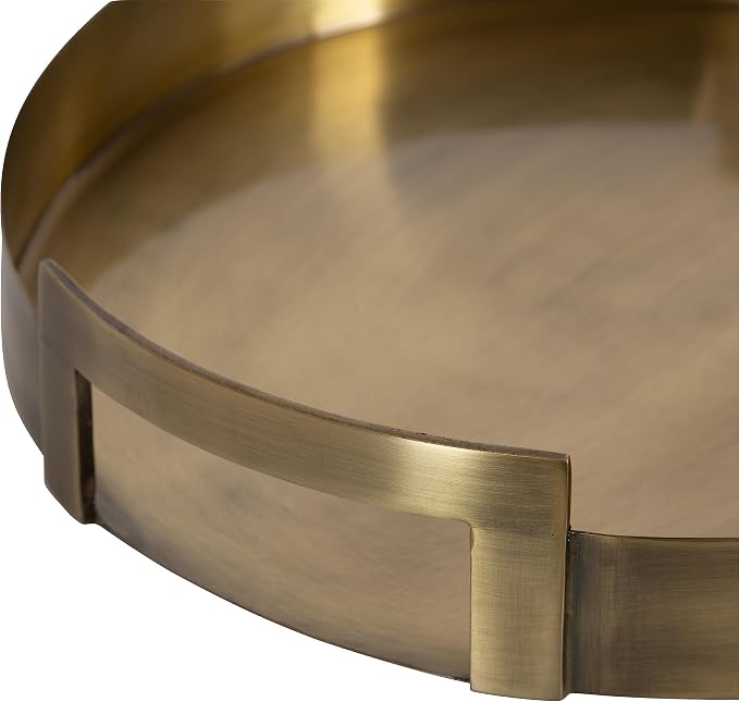 Kate and Laurel Myo Transitional Metal Round Tray; 15 x 15; Brass; Modern Glam - Image 6