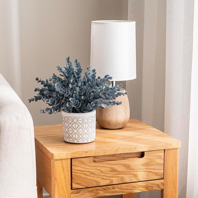 MyGift Artificial Eucalyptus Plant in Modern Gray Concrete Pots - Image 4