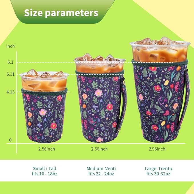 3 Pack Iced Coffee sleeve Insulated Neoprene Cup Sleeves - Image 2