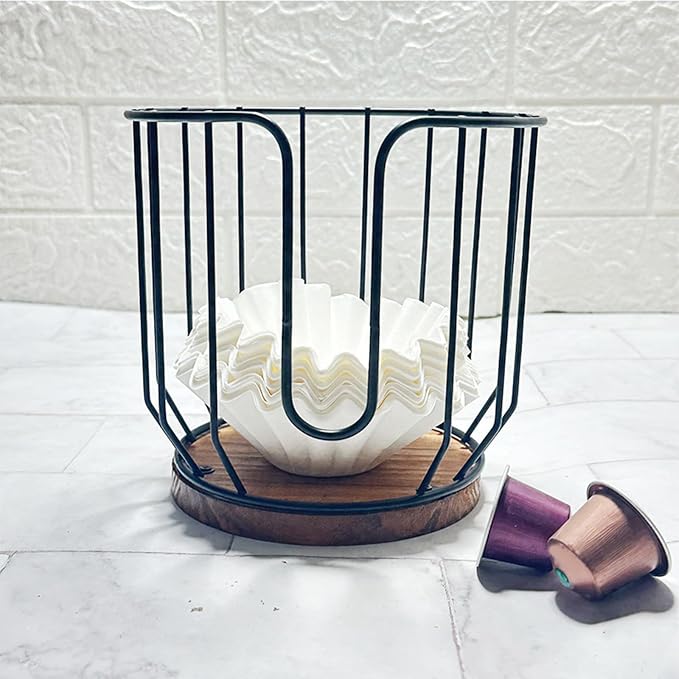 Coffee Filter Holder Container Iron Wire Coffee Station Organizer Coffee Pod - Image 2