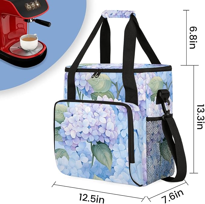 Hydrangea Flower Coffee Maker Carring Bag, Large Insulated Storage Organizer - Image 2