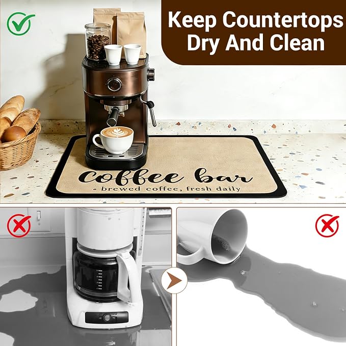 19" x 12" Absorbent Coffee Mat, Hide Stain Dish Drying Mat - Image 4