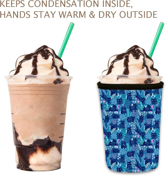Reusable Insulated Neoprene Iced Coffee Cup Sleeve, Durable Drink Sleeve - Image 6