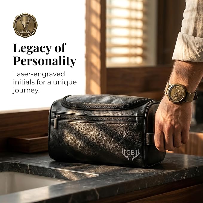 Ayperoad® Personalized Leather Toiletry Bag - Image 3