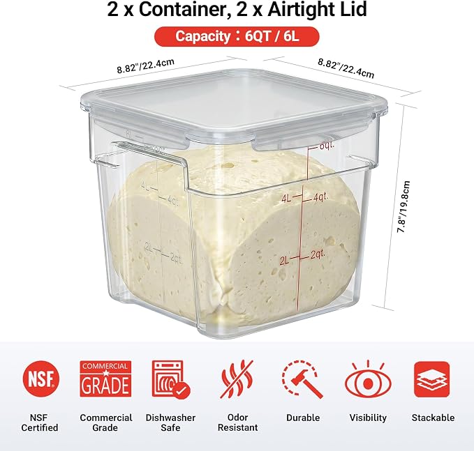 2 Pack 6 QT Airtight Food Storage Containers - Image 8