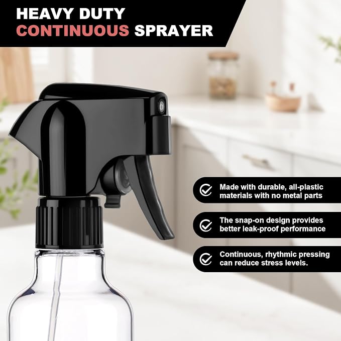Plastic Spray Bottles 12oz Mist Continuous Spraying Bottle Heavy Duty Empty - Image 4