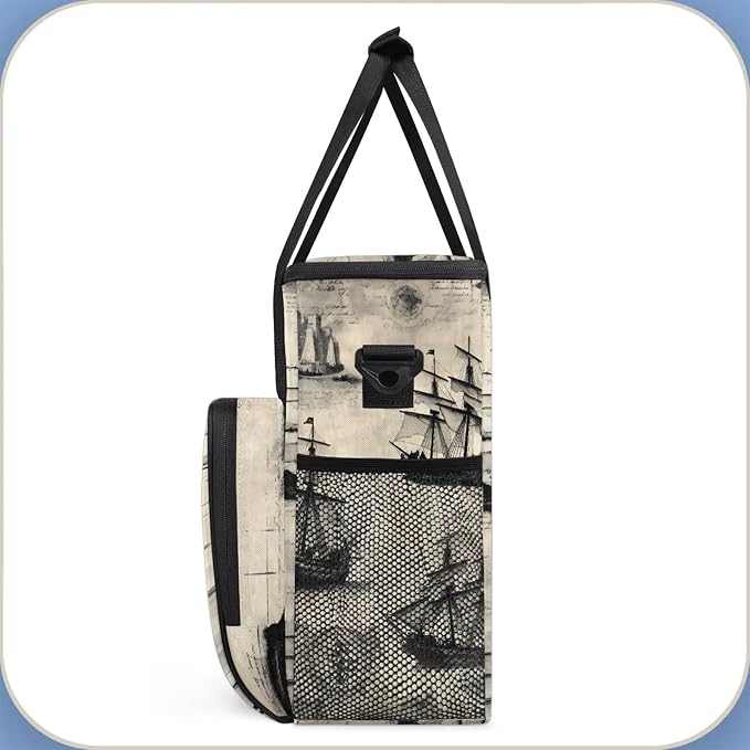 Vintage Pirate Ship Coffee Maker Carring Bag, Large Insulated Storage Organizer - Image 4