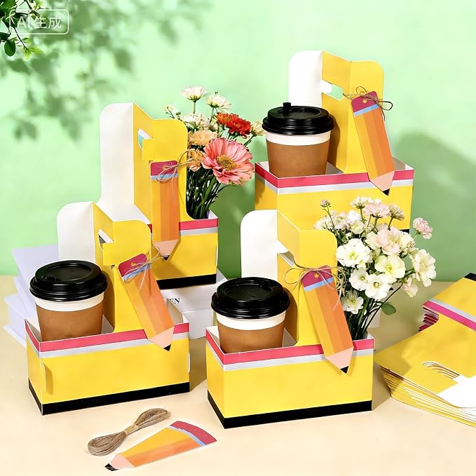 24 Set Teacher Appreciation Gifts Pencil 2 Cup Drink Carrier - Image 5
