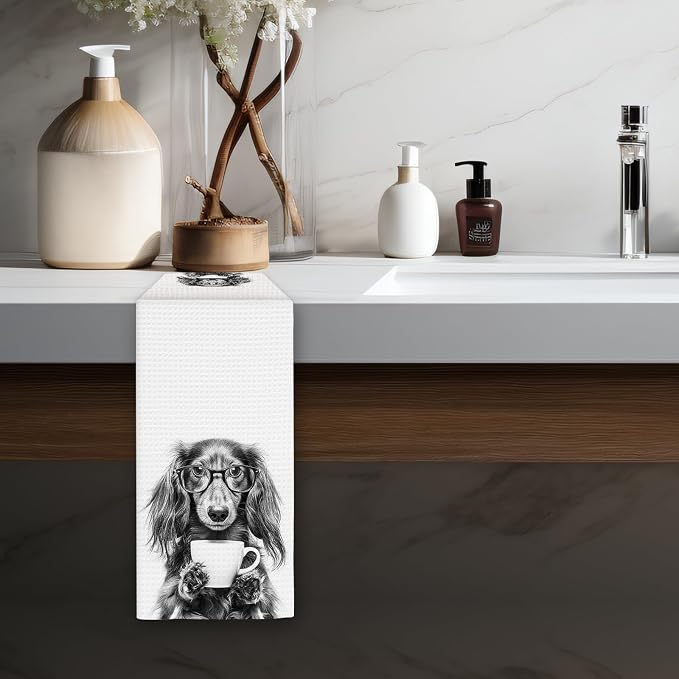 Long Haired Dachshund Gifts Coffee Kitchen Towels, Gifts - Image 5