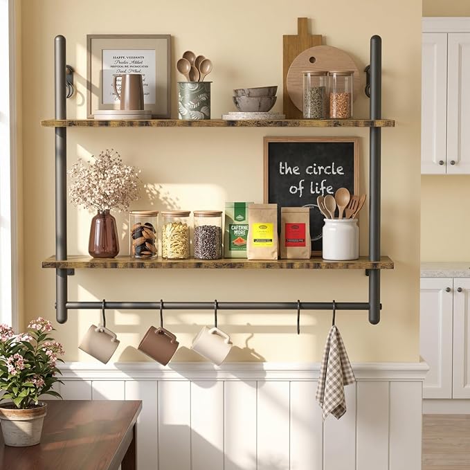 Merapi Industrial Pipe Floating Shelf by Merapi