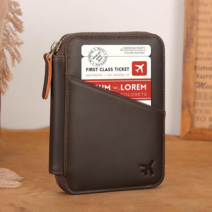 Polare Leather Pilot Wallet Passport Holder RFID Blocking Tri-fold Travel Cover - Image 3