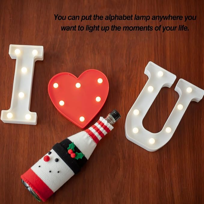 I Love You LED Marquee Letter Lights, Warm White Light Up Marquee I Love U - Image 5