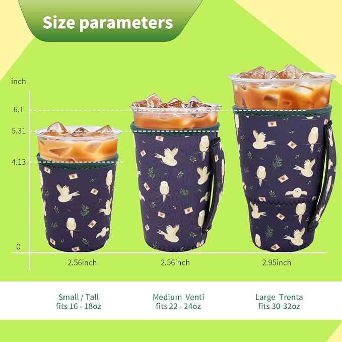3 Pack Iced Coffee sleeve Insulated Neoprene Cup Sleeves - Image 2