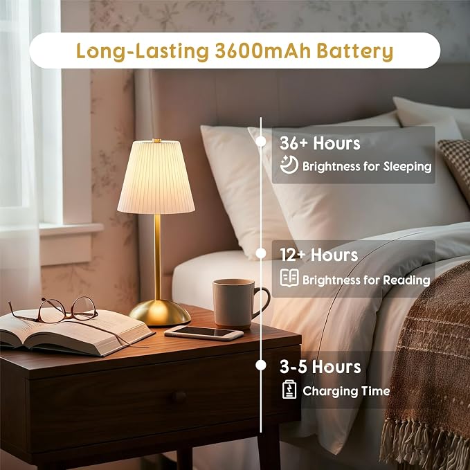 2-Pack Cordless Rechargeable Table Lamps, LED Small Battery Operated Lamp - Image 4