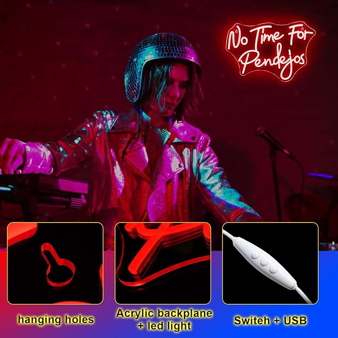 No Time for Pendejos Neon Sign Red Led Neon Light for Wall Decor Dimmable USB - Image 2