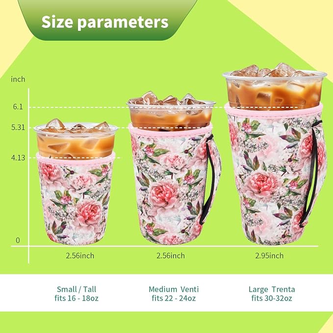 3 Pack Iced Coffee sleeve Insulated Neoprene Cup Sleeves - Image 2