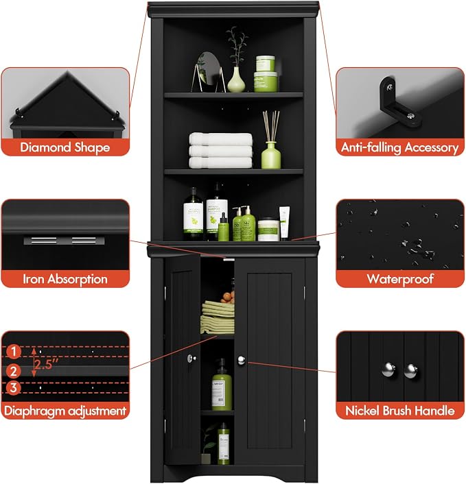 YESHOMY Corner Cabinet, Storage Cupboard - Image 4