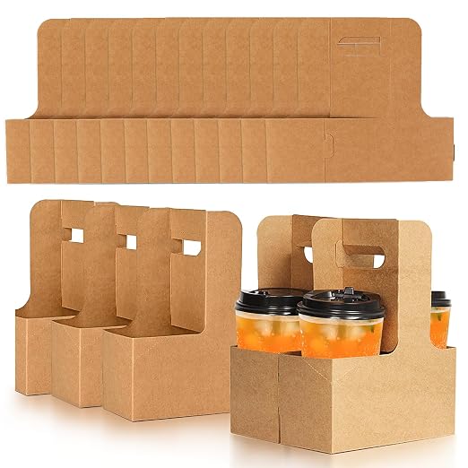 Nexboraque 50 Pack 2 Cup Kraft Drink Carrier by Nexboraque