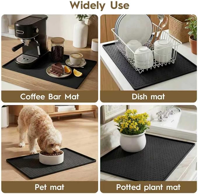 Coffee Mat with Raised Edges, 11.5”x18.6” Silicone Bar Mats - Image 5