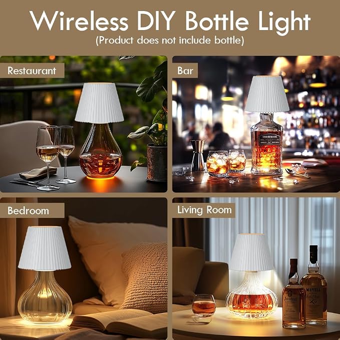 WILIT Wireless Botte Lamp Shade, LED Liquor Bottle Light 3 Level Brightness - Image 5