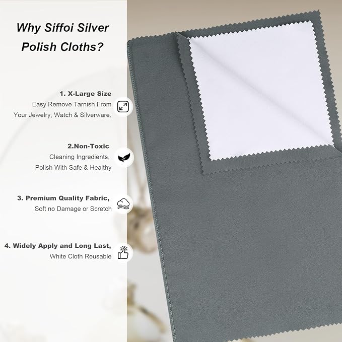 2PC Set X-Large 12''x10'' Silver Jewelry Polishing Cloths, Premium Silverware - Image 6