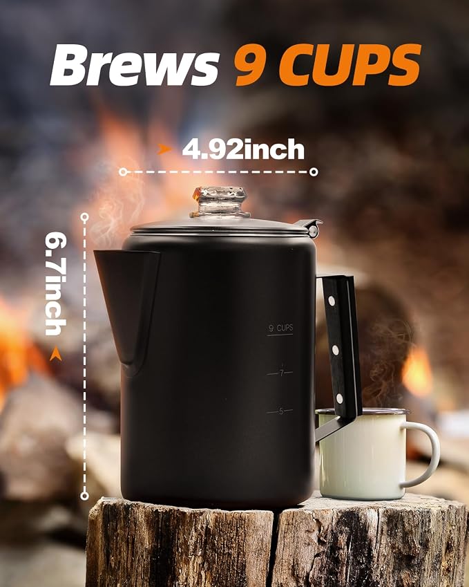 MEREZA Coffee Percolator Stovetop Camping Coffee Pot Stainless Steel 9 CUP - Image 6