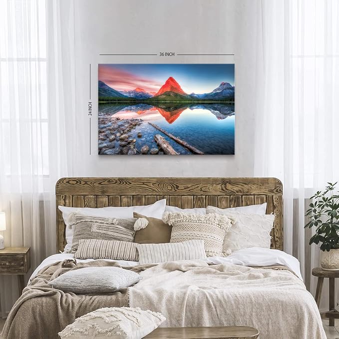 Glacier Mountain Canvas Wall Art USA Glacier National Park Mountains Landscape - Image 3