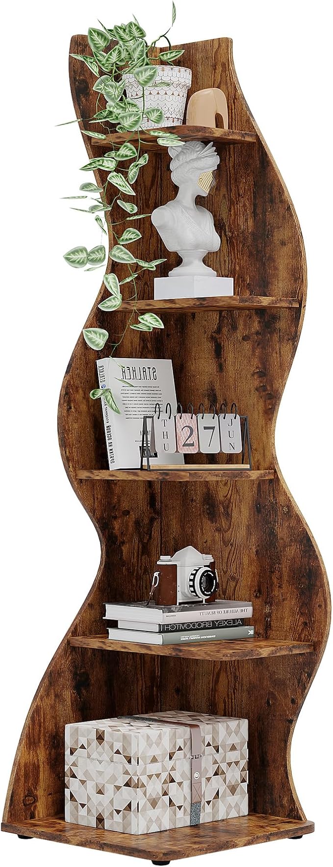 Tribesigns Corner Shelf, Rustic 5-Tier Wall Corner Bookshelf, Stylish Corner by Unknown