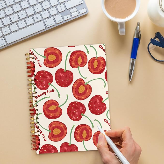 kunlisa Red Cherry Spiral Notebook Journal 5.5x8.3, Cherry Gifts - Image 5