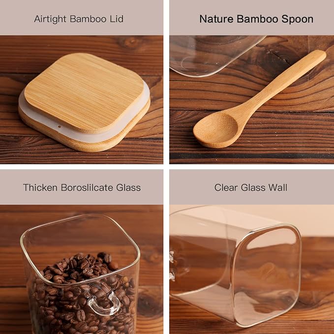 CZZGSM Set of 4 Square Glass Jar - Image 6