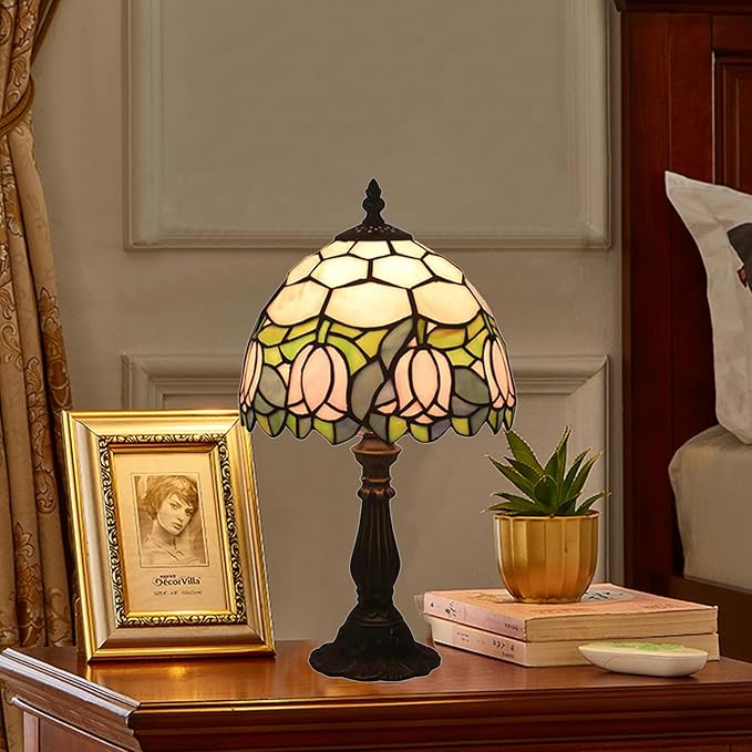 Tiffany Style Table Lamp, 8 Inch Small Antique Lamp, - Image 3